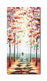 Cumpara ieftin Tablou cu indragostiti pictat manual hol, living, dormitor, Impreuna pe aleea vietii, 80x40cm ulei in cutit efect 3D, Fabulos