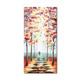 Tablou cu indragostiti pictat manual hol, living, dormitor, Impreuna pe aleea vietii, 80x40cm ulei in cutit efect 3D, Fabulos