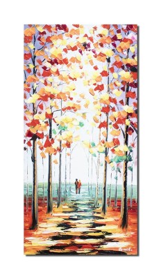 Tablou cu indragostiti pictat manual hol, living, dormitor, Impreuna pe aleea vietii, 80x40cm ulei in cutit efect 3D, Fabulos foto