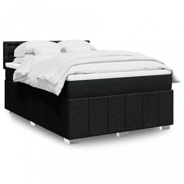 Gossi pat box spring cu saltea, negru, 140x200 cm, textil