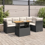 Cumpara ieftin Gossi set mobilier de gradina cu perne, 6 piese, negru, poliratan