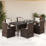 VidaXL Set mobilier de grădină cu perne, 7 piese, maro, poliratan