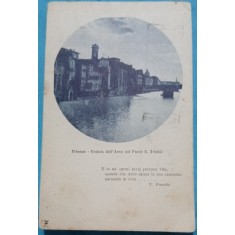 Carte Postala, Firenze, Veduta dell Arno col Ponte S. Trinita, 1927