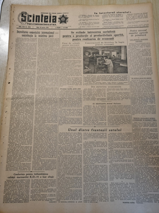 scanteia 30 martie 1954-miercurea ciuc,baia mare,petrosani,braila,bacau,sibiu