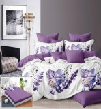 Lenjerie Pat Bumbac Lavanda Sx228, 6 Piese, Cu Elastic, Alb Lila, 180x200 cm