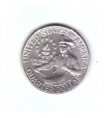 Moneda SUA 25 centi/quarter dollar 1976, bicentenarul 1776-1976, fara litera foto
