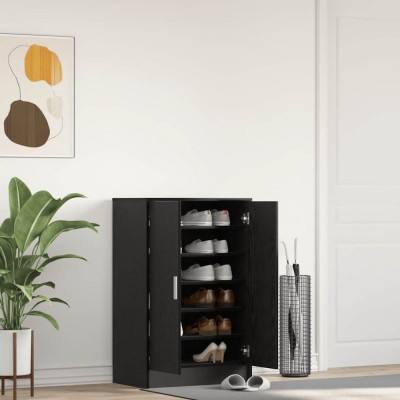 Dulap Pantofi Stejar Negru 60x35x92 cm Lemn prelucrat foto