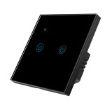 Intrerupator inteligent dublu cu touch Brius&trade;, Wi-Fi, cu nul, sticla securizata, LED noapte/zi, Tuya, Life Smart, compatibil Amazon Alexa/Google Assis