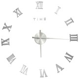 Ceas de perete 3D, argintiu, 100 cm, XXL, design modern