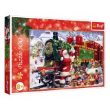 Puzzle de Craciun Vintage, Mos Craciun in Tren, 300 de piese, Multicolor, CMCLASS