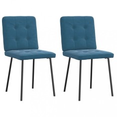 Scaune de sufragerie, 2 buc., albastru, catifea foto