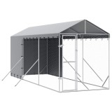 Cumpara ieftin Padoc de exterior cu acoperis argintiu 2x6x2,5m otel galvanizat