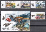 Angola 2018 - Dinozauri și minerale, Serie cu Tapsuri + Colita, MNH
