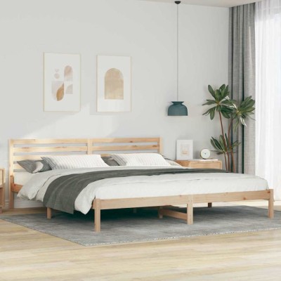 vidaXL Cadru de pat cu headboard Maro 180 x 220 cm Lemn masiv de pin 872338 foto