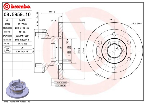 BREMBO 08.5959.10 PRIME LINE Disc frana