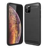 Husa htpmag de telefon de tip carbon, premium protect, armor, apple iphone 11 pro / xi pro, finisaj metalic, negru, Htphone