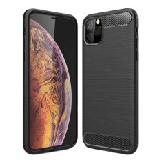 Husa de telefon de tip carbon, premium protect, armor, apple iphone 11 pro max / xi pro max, finisaj metalic, negru