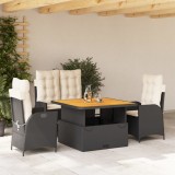 vidaXL Set mobilier de grădină cu perne, 4 piese, negru, poliratan 3277440