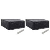 Huse Protectie Mobilier Gradina, 2 buc, 260x260x90cm, Polietilena, Impermeabile, Negre, 10 Ocheti, UV