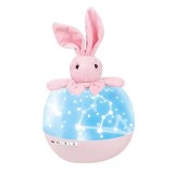 Lampa de veghe portabila, rotativa cu proiectii, melodii si bluetooth, iepuras