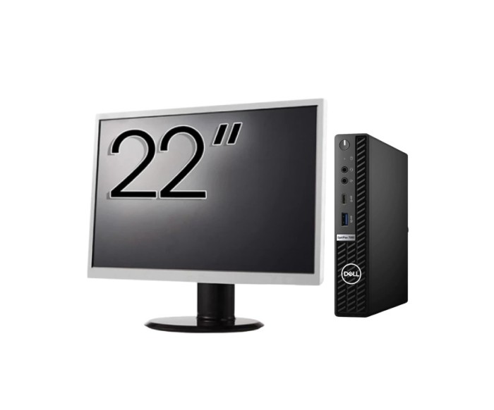 Pachet Calculator Second Hand DELL OptiPlex 7080 Mini PC, Intel Core i5-10500T 2.30 - 3.80GHz, 8GB DDR4, 256GB SSD + Monitor 22&amp;quot; NewTechnology Me