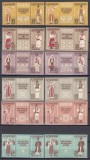ROMANIA 1958 LP 462 a LP 462 d COSTUME NATIONALE TRIPTIC CU VINIETA DANTELAT SI NEDANTELAT STARE MNH