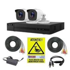 Sistem supraveghere Hikvision Hilook, 2 camere 2MP, IR 20m, DVR 4 canale, 2MP, Autocolant Rovision SafetyGuard Surveillance