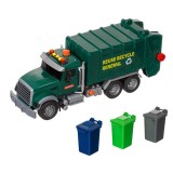 Masina de gunoi cu 3 pubele, sunet si lumina, Verde, ATU-088326, Plastic, Oem