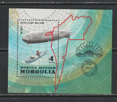 Mongolia 1981 - #340 Zborul Polar cu Zeppelinul S/S 1v MNH foto