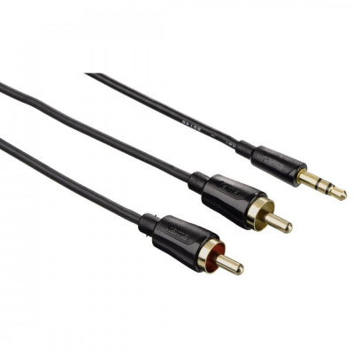 Cablu Audio Hama Flexi Slim Jack 3,5MM 2 RCA 1,5M Negru 43501335 foto