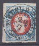 ROMANIA 1869 LP 29 REGELE CAROL I CU FAVORITI VALOAREA 50 BANI/ STAMPILAT BUCURESTI