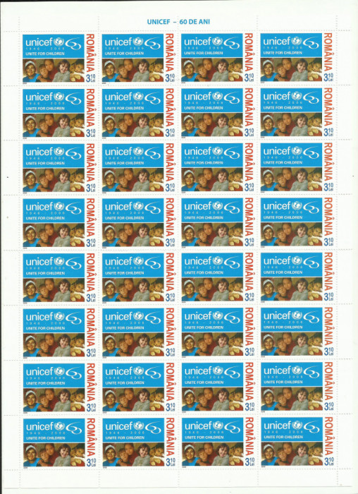 Romania MNH 2006 - UNICEF 60 de ani - LP 1751 X32