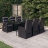 VidaXL Set mobilier pentru grădină, 7 piese, negru