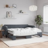vidaXL Pat de zi cu extensie și saltele gri &icirc;nchis 80x200 cm catifea