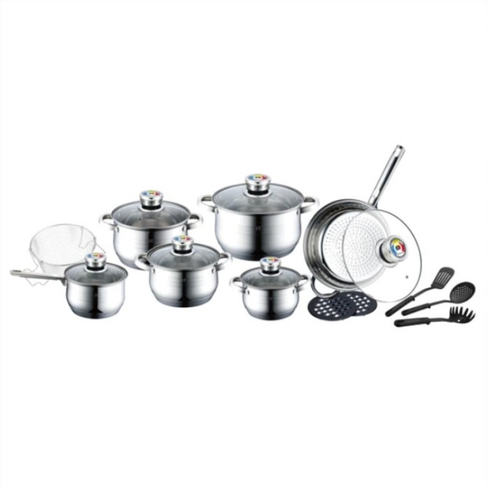 HT-1801B HERENTHAL Set cratite inox, 18 piese, argintiu