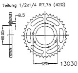 Pinion spate 47 dinti pas lant 420 - Rieju RS3 Matrix (11) 2T 50cc, Oem