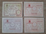 Lot 4 bonuri: 2 x 5 lei consecutive + 500 lei Ajutorul de Iarna + 500 lei Ziua Cumpatarii 1942- 1944 . UNC . Necirculate. Valori rare