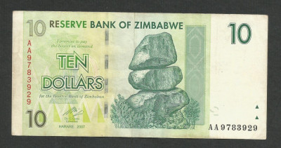 ZIMBABWE 10 DOLARI DOLLARS 2007 [7] P- 67 , VF+ foto