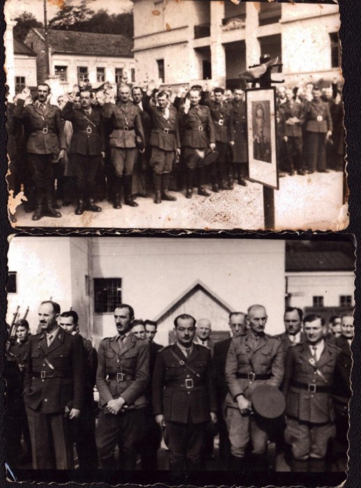 M1078N Ofițeri rom&acirc;ni depun jurăm&acirc;ntul, perioada domniei Regelui Mihai, lot de 2 poze