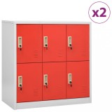 Cumpara ieftin Dulapuri vestiar 2 buc. gri deschis și roșu 90x45x92,5 cm oțel