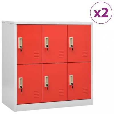 vidaXL Dulapuri vestiar 2 buc. gri deschis și roșu 90x45x92,5 cm oțel 3095233 foto