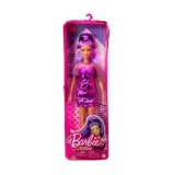 Cumpara ieftin Papusa Barbie Fashionista, cu par mov si rochie cu umeri bufanti