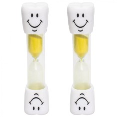 Set 2 clepsidre pentru perierea dintilor, 3 minute, 10 x 2.5 cm, galben