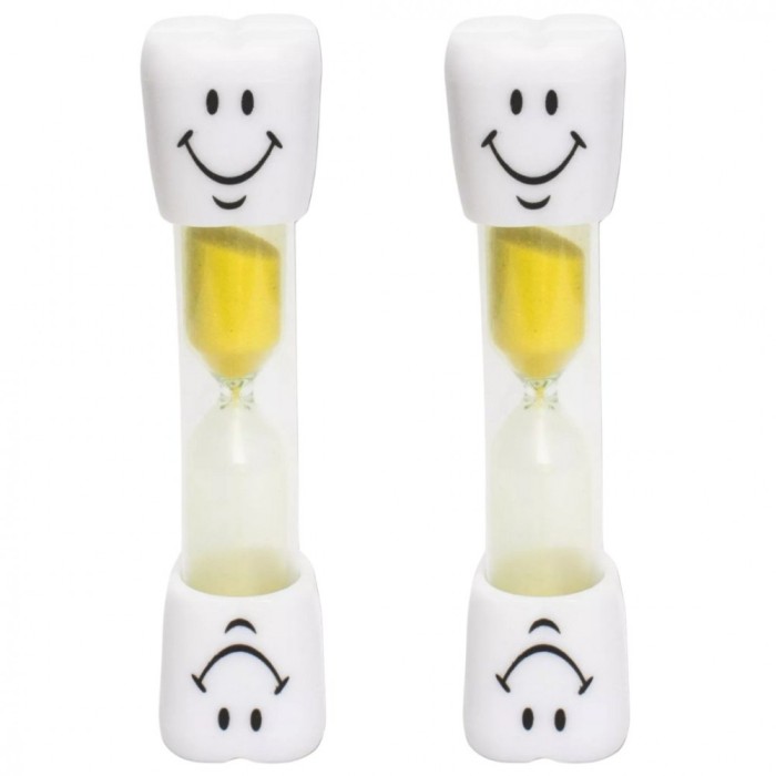 Set 2 clepsidre pentru perierea dintilor, 3 minute, 10 x 2.5 cm, galben