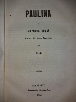 A. DUMAS - PAULINA {1858} foto