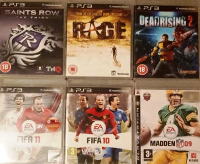 Joc PS3 Saints Row The Third + RAGE + Deadrising 2 + Madden NFL 09 + FIFA 10 + Fifa 11 foto