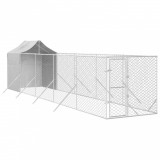 Padoc exterior cu acoperis argintiu 2x10x2,5 m otel galvanizat GartenMobel Dekor, vidaXL