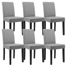 Set Victoria 6 scaune bucatarie,90 x 42 cm, tapitat, piele sintetica, forma trapezoidala sezut, gri deschis foto