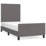 Cumpara ieftin Cadru de pat cu tablie, gri, 90x190 cm, piele ecologica