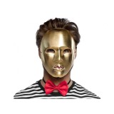 Masca mime din plastic pentru carnaval, haloween sau bal mascat, auriu